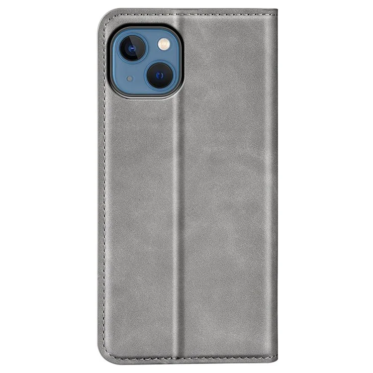 Para Iphone 14 Max 6.7 Pulgadas de Piel Toque Folio Folio Flip Case de Cuero Mobile Soport Willet Cover Protective - Gris