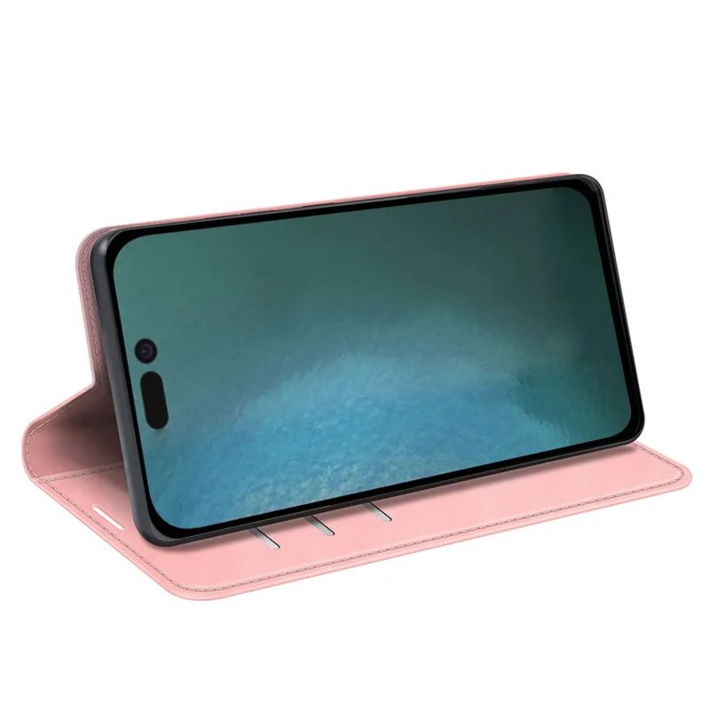 For iPhone 14 Plus 6.7 inch Skin Touch Feeling Folio Flip Leather Case Mobile Phone Stand Wallet Protective Cover - Pink
