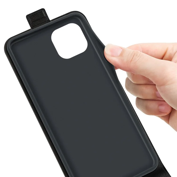For iPhone 14 Plus 6.7 inch Impact Proof Vertical Flip Case Crazy Horse Texture PU Leather Magnetic Clasp Phone Cover with Card Holder - Black