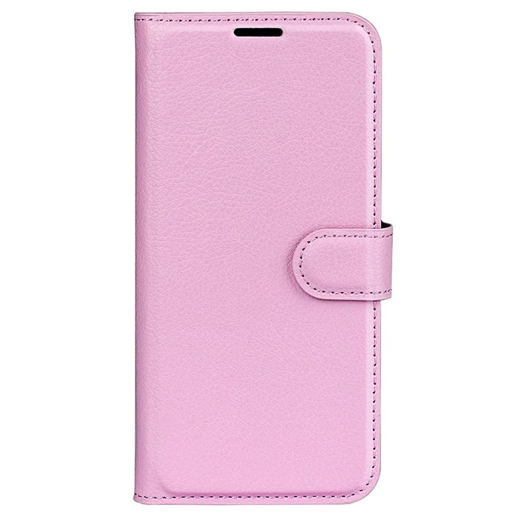 Para iPhone 14 Plus 6.7 polegadas Litchi Texture PU Leather Collision Resistant Stand Flip Cover Full Protective Wallet Phone Case - Rosa
