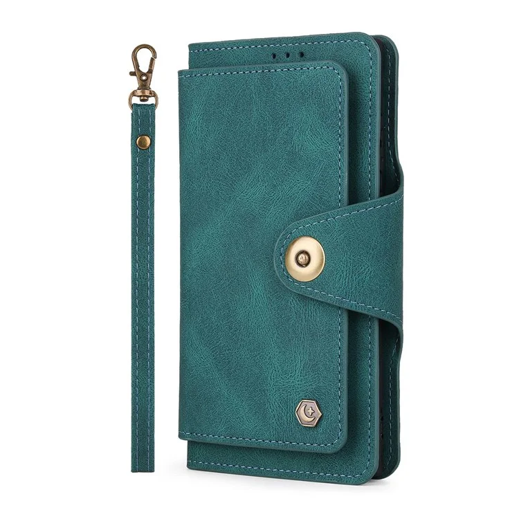 Pola Per Iphone 13 Pro Max 6,7 Pollici 010 Custodia Per Telefono in Pelle Pu, Design Slot di Scheda Antico-collisione Con Portafoglio e Copertina di Chiusura Della Fibbia Del Cinturino da Polso - Blu
