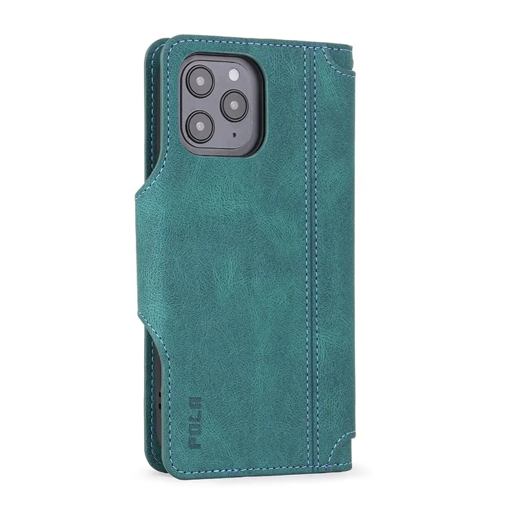 Pola Per Iphone 12/12 Pro 6.1 Pollici 010 Protezione Completa PU Custodia Per Telefono in Pelle Pu, Design di Slot a 9 Schede Con Portafoglio e Copertina di Chiusura Della Fibbia Cinturino da Polso - Blu