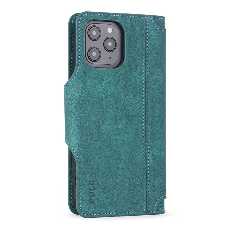 Pola Per Iphone 12 Pro Max 6,7 Pollici 010 Slot a 9 Schede Completamente Avvolto PU Custodia Per Telefono in Pelle PU Con Supporto Per il Portafoglio e Cover di Chiusura Della Fibbia Del Cinturino da Polso - Blu