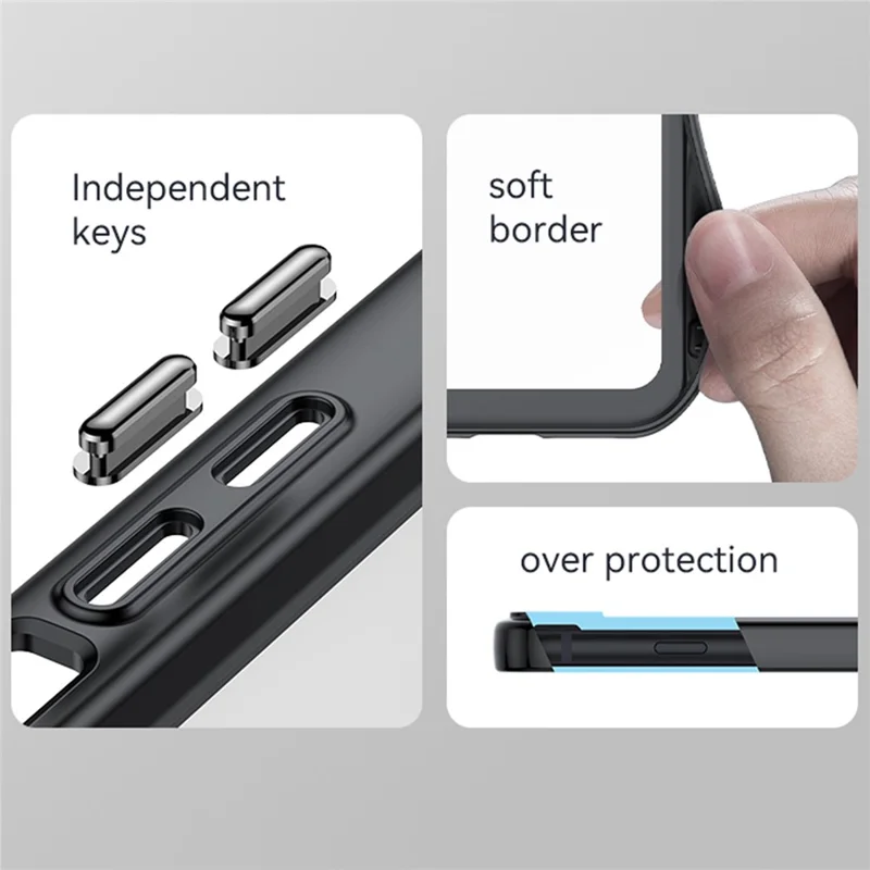 Für iPhone 7/8/SE (2020)/SE (2022) Unabhängige Knöpfe Stoßdämpfung Handyhülle TPU+Acryl Hybrid - Schwarz