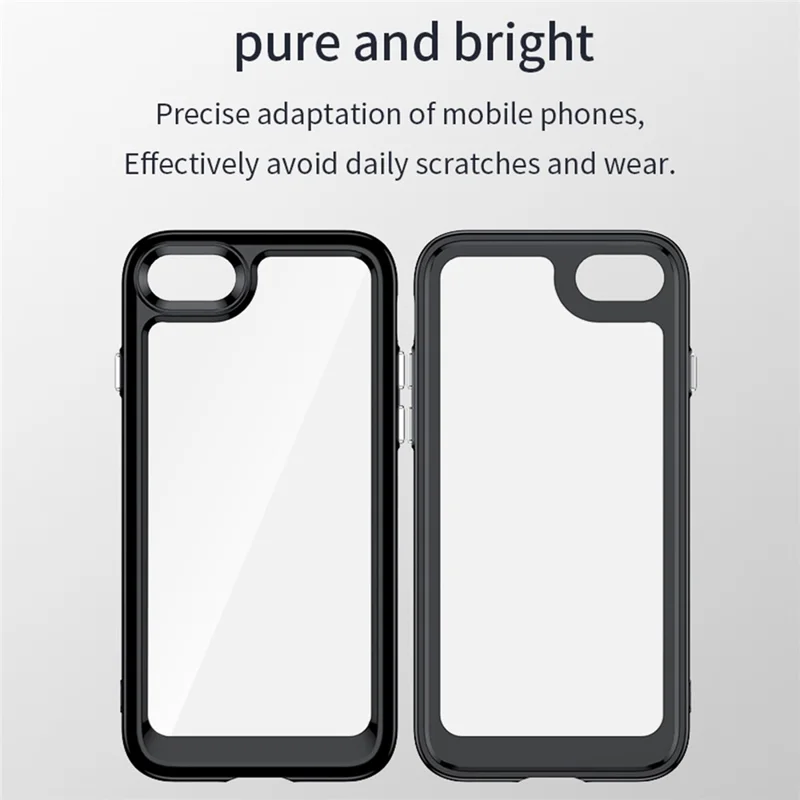 Dla iPhone 7/8/SE (2020)/SE (2022) Niezależne Przyciski Absorpcja Wstrząsów Obudowa Telefoniczna Hybrydowa TPU+Akrylowa - Przezroczysty Szary