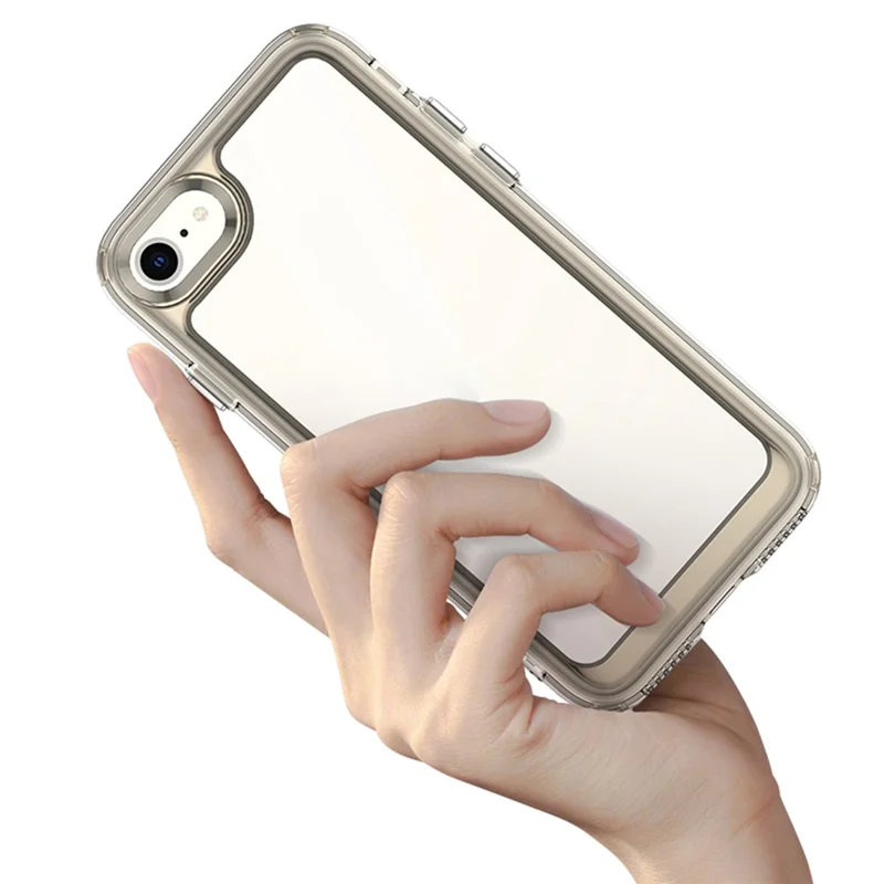 Dla iPhone 7/8/SE (2020)/SE (2022) Niezależne Przyciski Absorpcja Wstrząsów Obudowa Telefoniczna Hybrydowa TPU+Akrylowa - Przezroczysty Szary