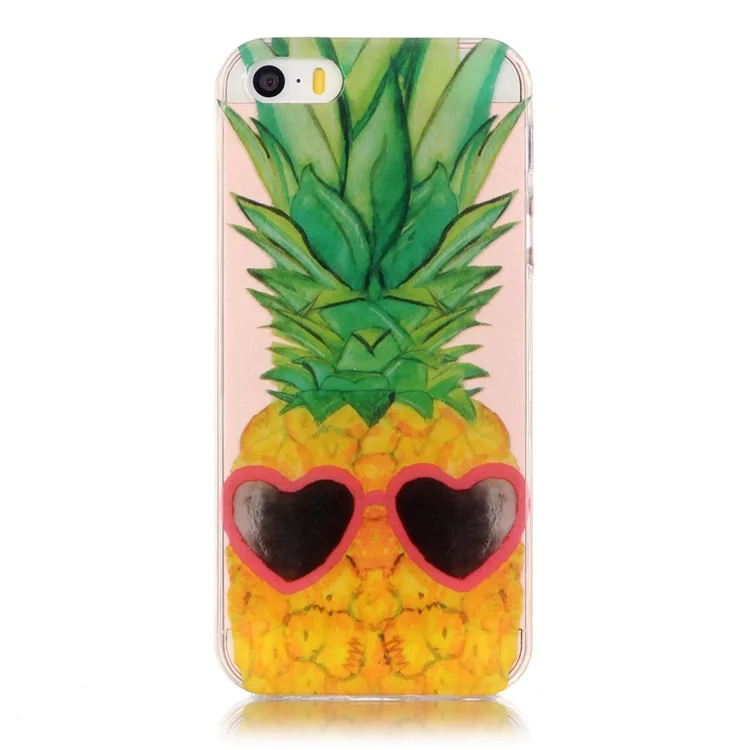 Clear IMD TPU Protector Case for iPhone SE/5s/5 - Pineapple and Heart Sunglasses