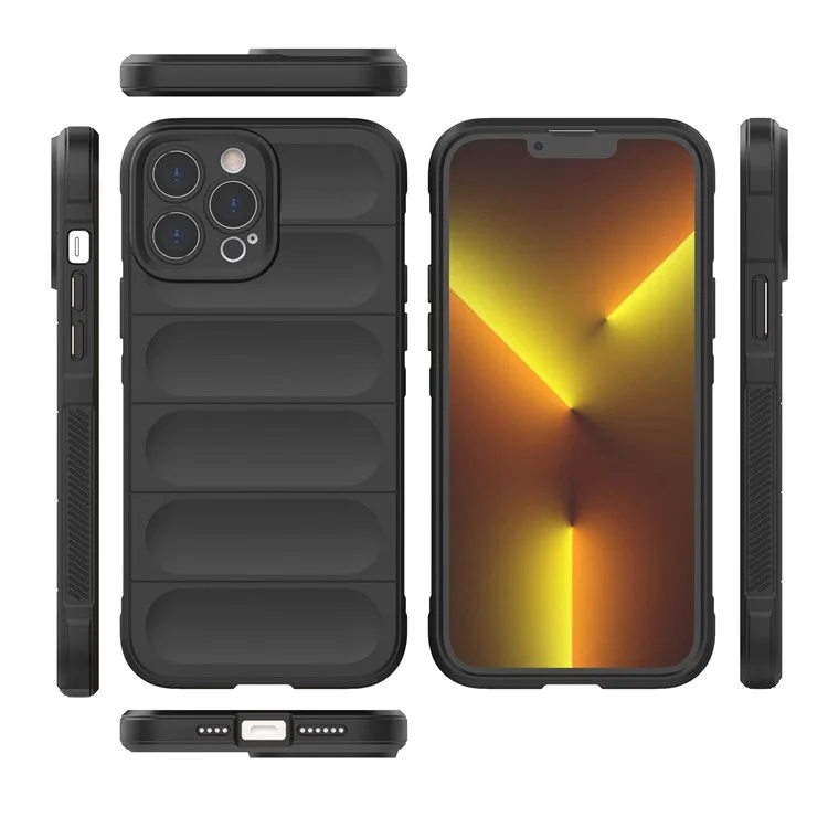 Pour iPhone 13 Pro Max 6,7 pouces Coque de protection arrière en TPU antichoc et robuste - Noir