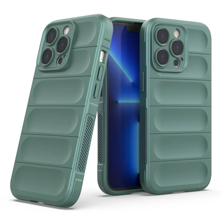 For iPhone 13 Pro 6.1 inch Anti-fall Rugged Back Shell Soft TPU Phone Protector Case - Green