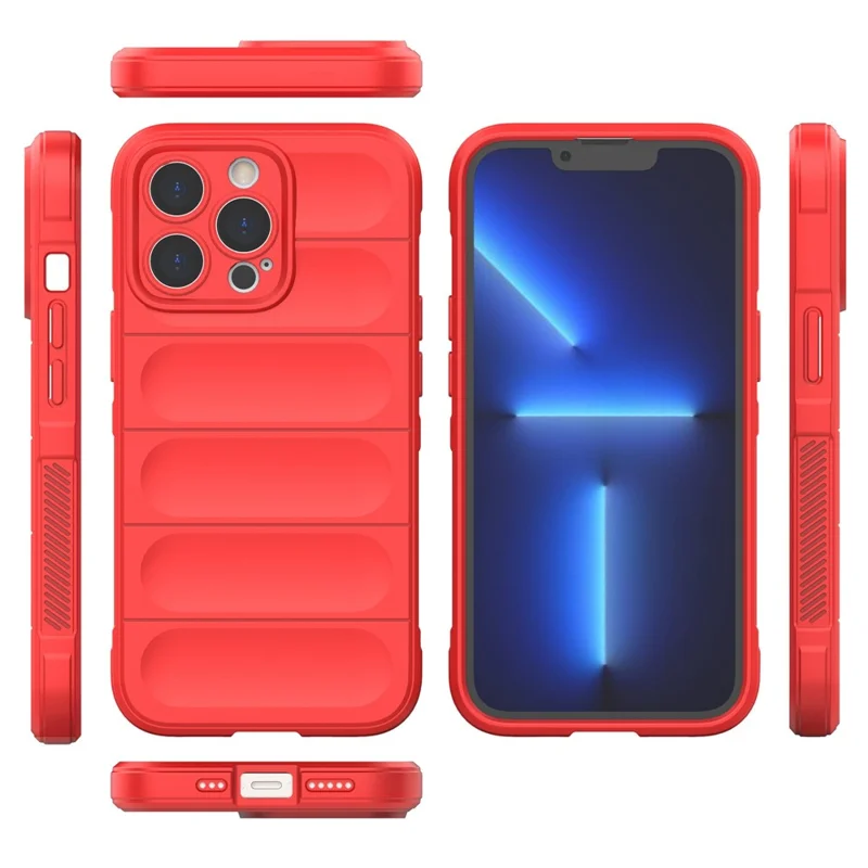 For iPhone 13 Pro 6.1 inch Anti-fall Rugged Back Shell Soft TPU Phone Protector Case - Red
