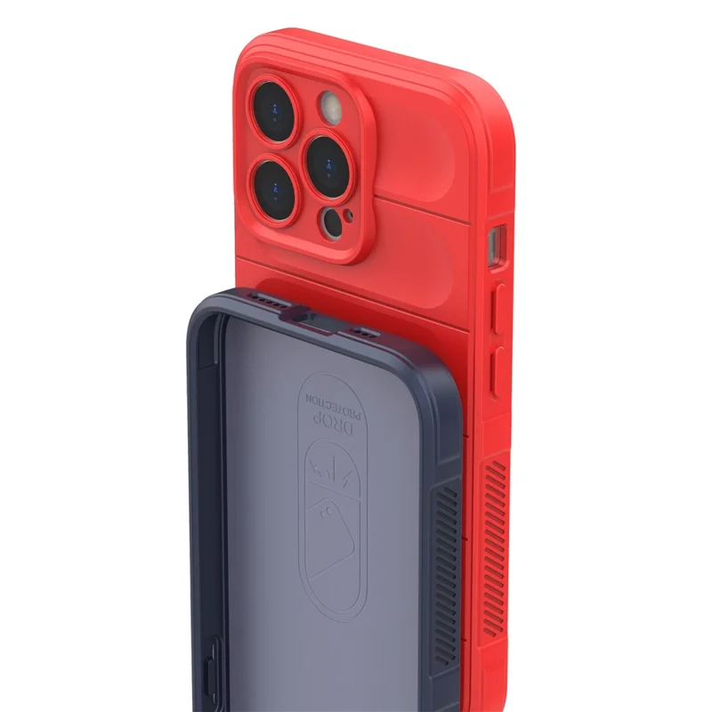 For iPhone 13 Pro 6.1 inch Anti-fall Rugged Back Shell Soft TPU Phone Protector Case - Red