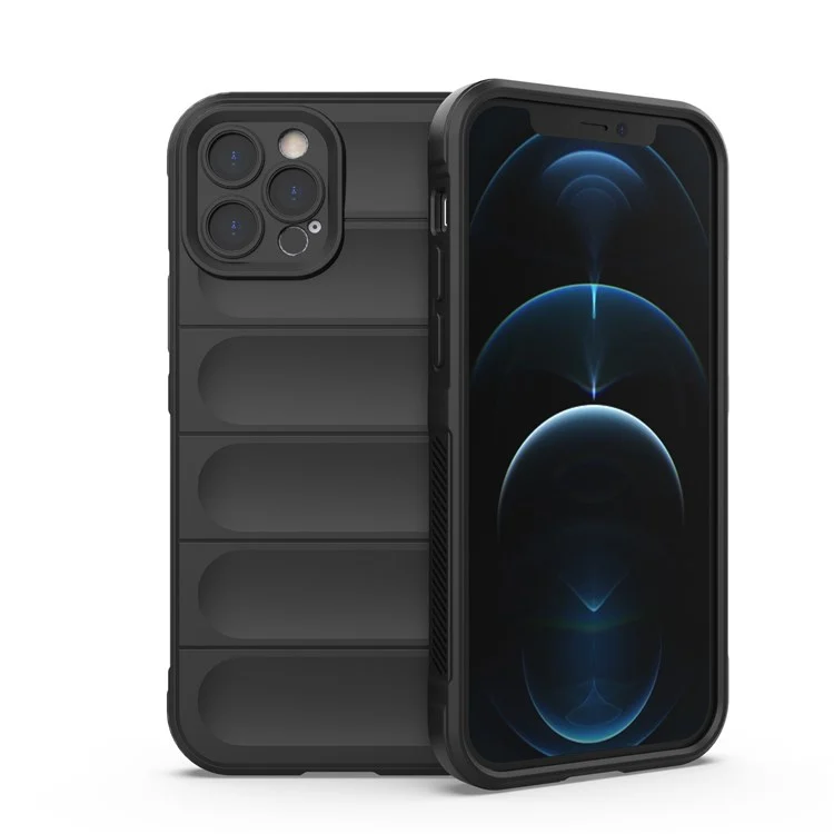 For iPhone 12 Pro 6.1 inch TPU Phone Protector Case, Collision Resistant Rugged Back Shell Cover - Black
