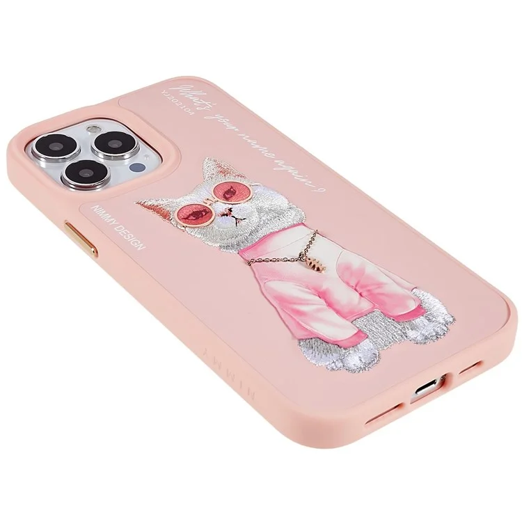 Nimmy Glasses Pet Series Pour Iphone 13 Pro 6.1 Pouces Anti-drop Phone Sheld Brodemery Leather + PC + TPU Back Back - Chat