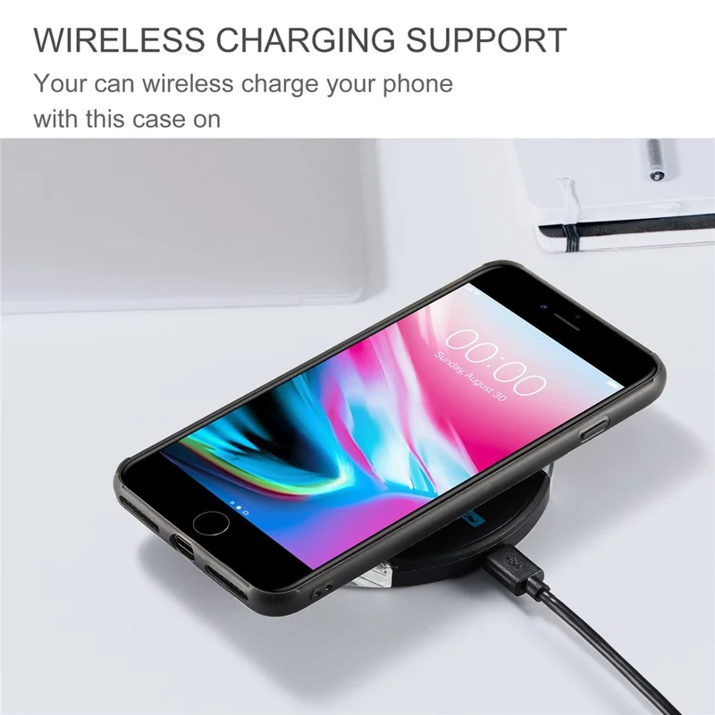 JEEHOOD For iPhone 7 Plus/8 Plus 5.5 inch Detachable 2-in-1 Shockproof Well-protected Leather Coated TPU Cell Phone Case with Kickstand Zipper Wallet - Blue