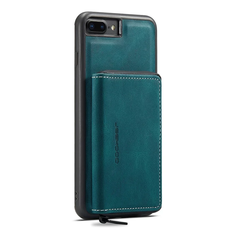 JEEHOOD For iPhone 7 Plus/8 Plus 5.5 inch Detachable 2-in-1 Shockproof Well-protected Leather Coated TPU Cell Phone Case with Kickstand Zipper Wallet - Blue