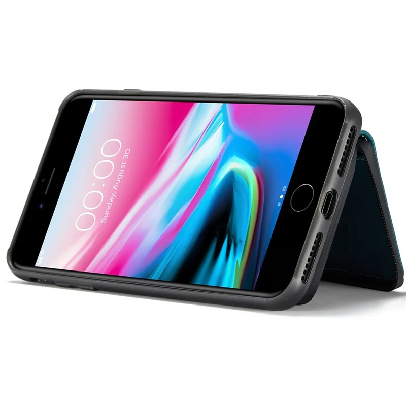 JEEHOOD For iPhone 7 Plus/8 Plus 5.5 inch Detachable 2-in-1 Shockproof Well-protected Leather Coated TPU Cell Phone Case with Kickstand Zipper Wallet - Blue