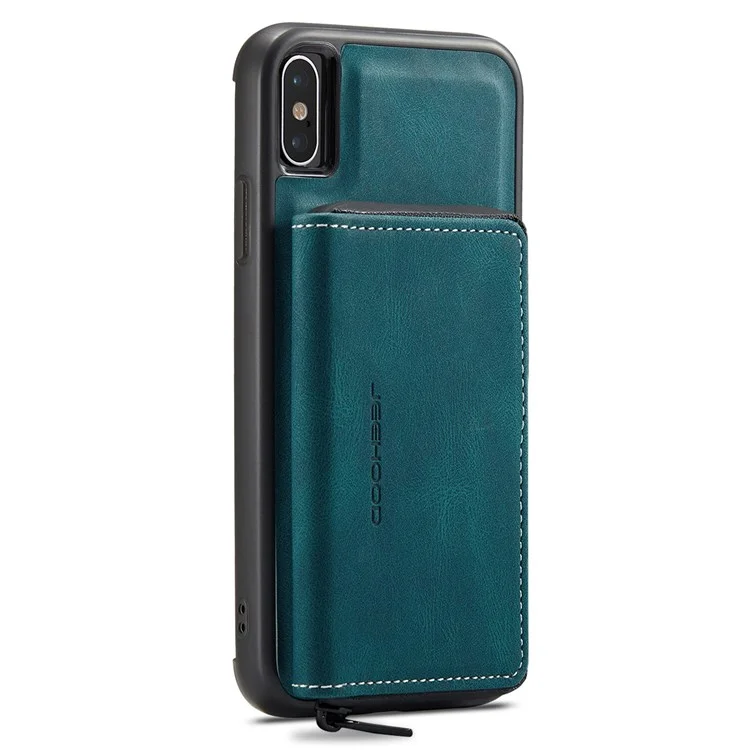 Jeehood Pour Iphone XS Max 6,5 Pouces Portefeuille Détachable à Fermeture Éclair et Couverture D'absorption Magnétique - Bleu