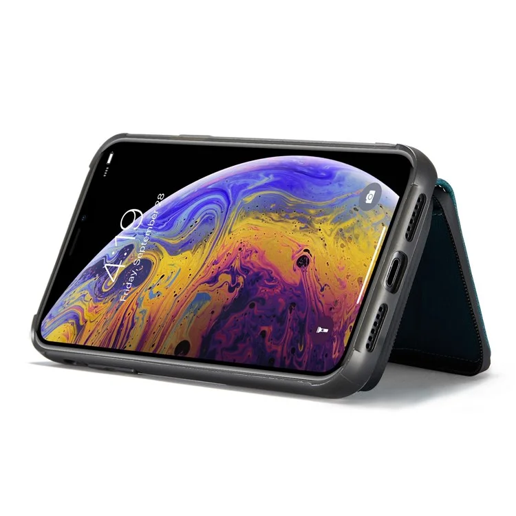 Jeehood Pour Iphone XS Max 6,5 Pouces Portefeuille Détachable à Fermeture Éclair et Couverture D'absorption Magnétique - Bleu