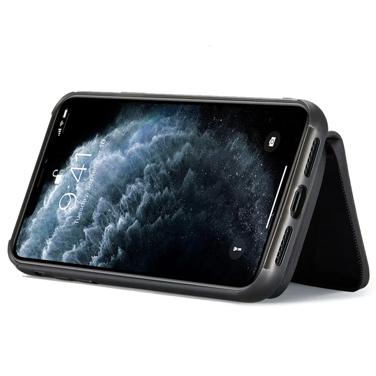 Jeehood Para IPhone 11 Pro 5.8 Pulgadas De 5.8 Pulgadas RESISTENTE RESISTENTE RESISTENTE DE CARRILLA MAGRIMA MAPILA Cubierta TPU Recubierta De Cuero TPU Bien Protegido Con Papel De Kickstand - Negro