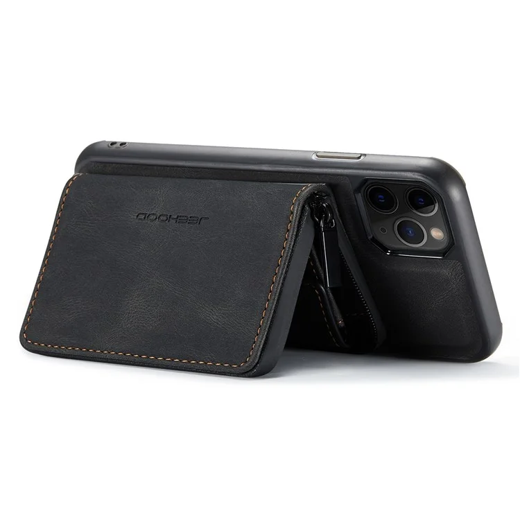 Jeehood Para IPhone 11 Pro 5.8 Pulgadas De 5.8 Pulgadas RESISTENTE RESISTENTE RESISTENTE DE CARRILLA MAGRIMA MAPILA Cubierta TPU Recubierta De Cuero TPU Bien Protegido Con Papel De Kickstand - Negro