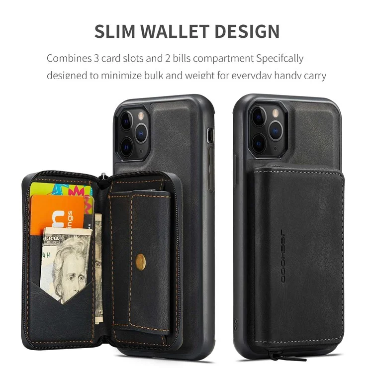 Jeehood Para IPhone 11 Pro 5.8 Pulgadas De 5.8 Pulgadas RESISTENTE RESISTENTE RESISTENTE DE CARRILLA MAGRIMA MAPILA Cubierta TPU Recubierta De Cuero TPU Bien Protegido Con Papel De Kickstand - Negro