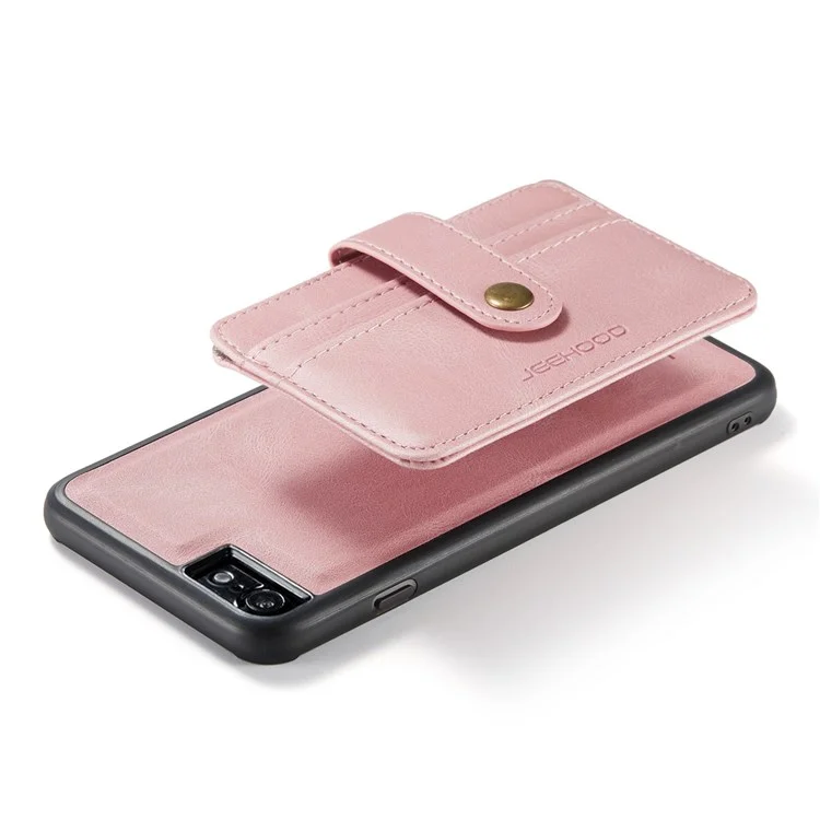 JEEHOOD For iPhone 7/8/SE (2020)/SE (2022) 4.7 inch Shockproof Wallet Phone Case Support Wireless Charging/RFID Blocking Anti-fall Phone Protector - Pink