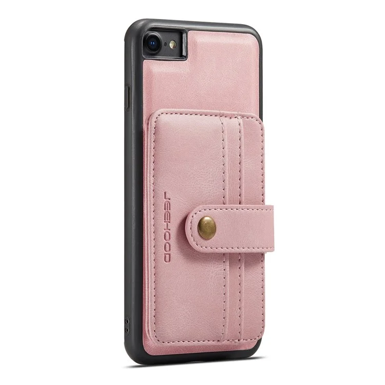 JEEHOOD For iPhone 7/8/SE (2020)/SE (2022) 4.7 inch Shockproof Wallet Phone Case Support Wireless Charging/RFID Blocking Anti-fall Phone Protector - Pink