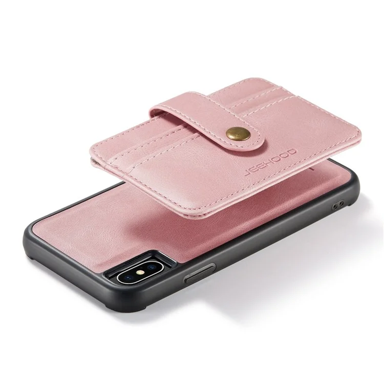 JEEHOOD Wallet Phone Case for iPhone XS 5.8 inch Shockproof Phone Cover with RFID Blocking Function Scratch Resistant Phone Protector Support Wireless Charging - Pink