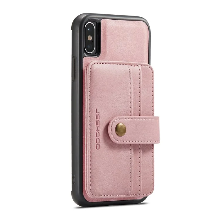 JEEHOOD Wallet Phone Case for iPhone XS 5.8 inch Shockproof Phone Cover with RFID Blocking Function Scratch Resistant Phone Protector Support Wireless Charging - Pink