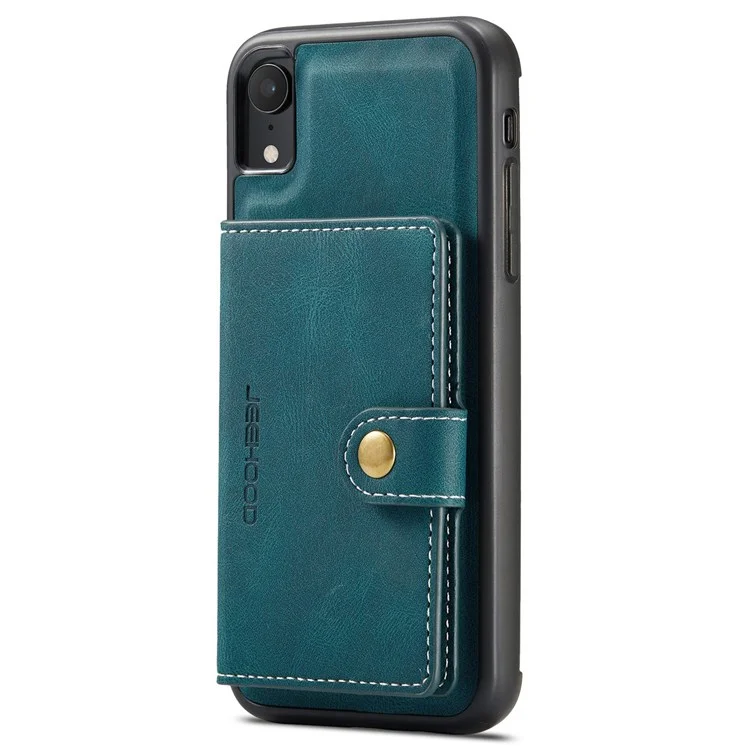 Caixa de Telefone Destacável da Jeehood Para Iphone XR 6,1 Polegadas, Tampa de TPU Com Revestimento de Couro Magnético, Com Carteira de Kickstand - Verde