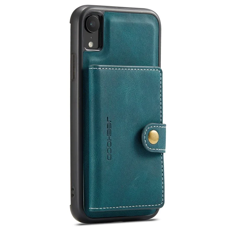 Caixa de Telefone Destacável da Jeehood Para Iphone XR 6,1 Polegadas, Tampa de TPU Com Revestimento de Couro Magnético, Com Carteira de Kickstand - Verde