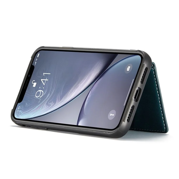 Caixa de Telefone Destacável da Jeehood Para Iphone XR 6,1 Polegadas, Tampa de TPU Com Revestimento de Couro Magnético, Com Carteira de Kickstand - Verde