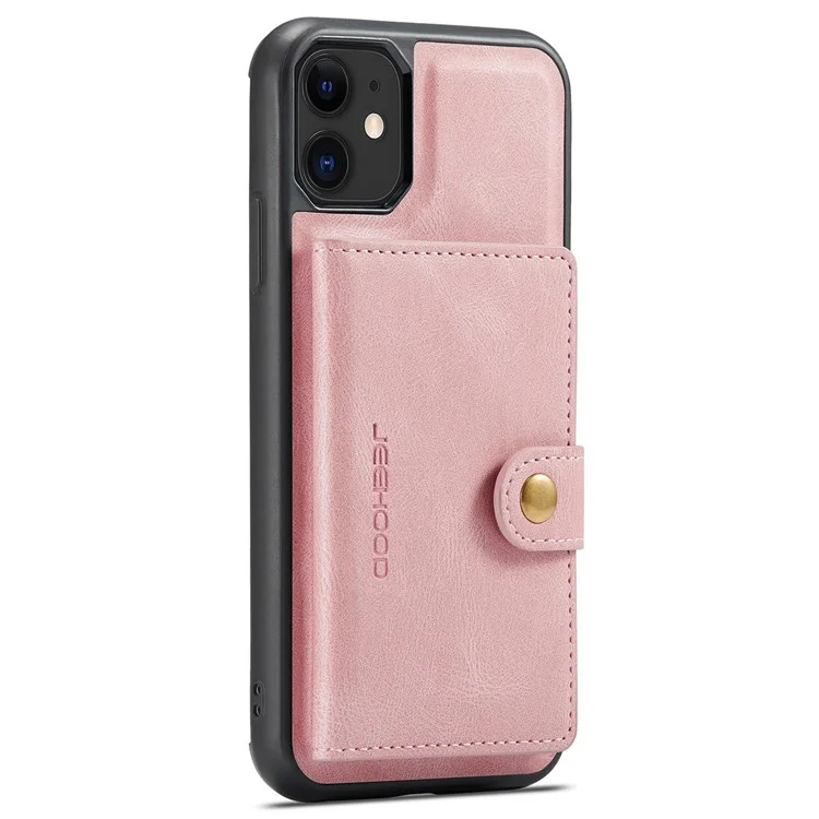 JEEHOOD Detachable Wallet Phone Cover for iPhone 11 6.1 inch, Kickstand Anti-drop PU Leather Coated TPU Case - Rose Gold