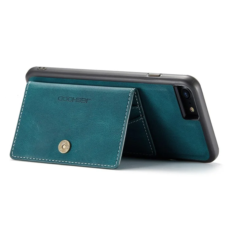 JEEHOOD For iPhone 7 4.7 inch/8 4.7 inch/SE (2020)/SE (2022) Detachable 2-in-1 Leather Coated TPU Phone Case with Wallet Kickstand - Green