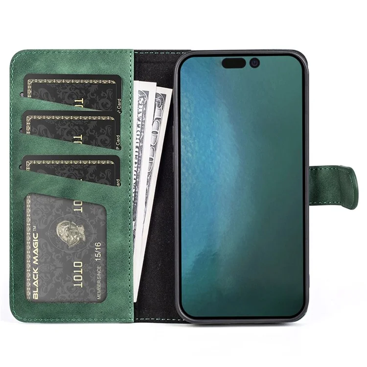 Для Iphone 14 6,1 Дюйма Pall Pression Design Design Design Case Case pu - Зеленый