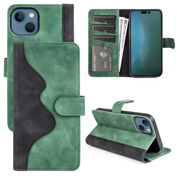Для Iphone 14 6,1 Дюйма Pall Pression Design Design Design Case Case pu - Зеленый