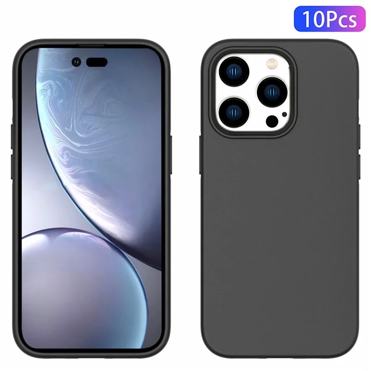 10pcs/pacote De Tpu Mole TPU Back Capa Para IPhone 14 Pro 6,1 Polegadas, Tampa De Proteção De Acabamento Fosco Duplo Lados - Preto