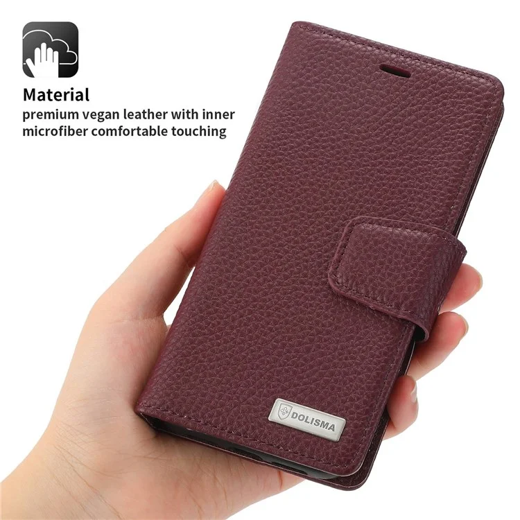 Dolisma Pour IPhone 11 Pro Max 6,5 Pouces Litchi Texture Détachable En Cuir Extérieur Couverture En Cuir En Cuir TPU TPU Avec Portefeuille Stand - Vin Rouge
