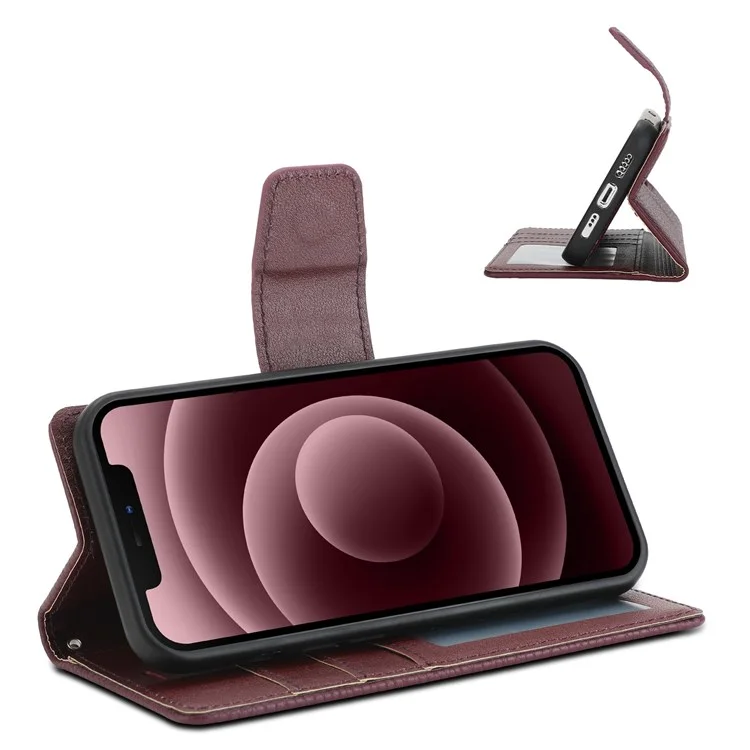 Dolisma Pour IPhone 11 Pro Max 6,5 Pouces Litchi Texture Détachable En Cuir Extérieur Couverture En Cuir En Cuir TPU TPU Avec Portefeuille Stand - Vin Rouge