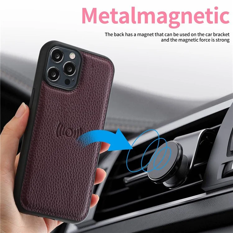Dolisma Pour IPhone 11 Pro Max 6,5 Pouces Litchi Texture Détachable En Cuir Extérieur Couverture En Cuir En Cuir TPU TPU Avec Portefeuille Stand - Vin Rouge