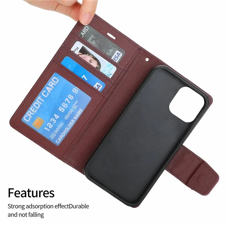 Dolisma Pour IPhone 11 Pro Max 6,5 Pouces Litchi Texture Détachable En Cuir Extérieur Couverture En Cuir En Cuir TPU TPU Avec Portefeuille Stand - Vin Rouge