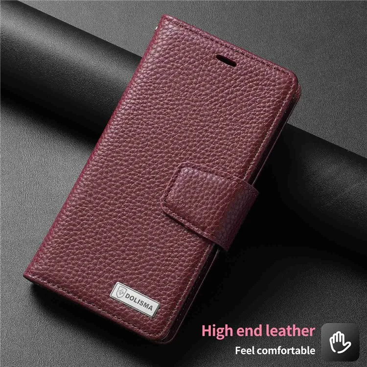 Dolisma Pour IPhone 11 Pro Max 6,5 Pouces Litchi Texture Détachable En Cuir Extérieur Couverture En Cuir En Cuir TPU TPU Avec Portefeuille Stand - Vin Rouge