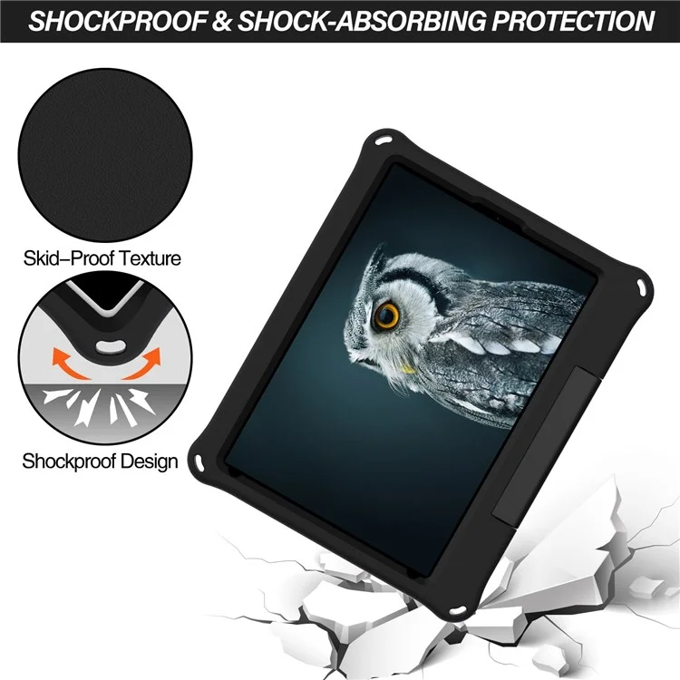 Per IPad 10.2 (2019)/(2020)/(2021) Copertura Protettiva Per Tablet EVA -Shock -AFROUT Con Cavalletto Ad Anello - Nero