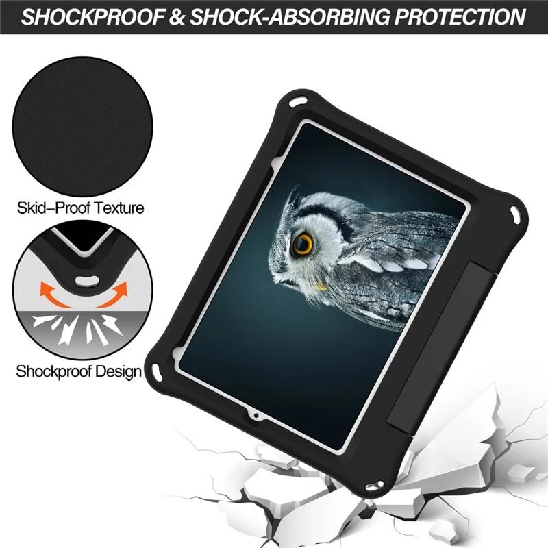 Étui pliable pour tablette EVA avec support intégré et anneau pour iPad mini (2024) / mini (2021), housse anti-choc - Noir