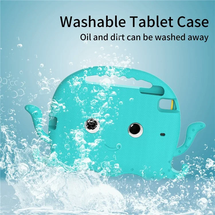 For iPad Mini/Mini 2/mini 3/mini 4/mini (2019) 7.9 inch EVA Tablet Case Cute Cartoon Octopus Protective Cover Pen Slot Design Anti-drop Case with Handle and Shoulder Strap - Baby Blue