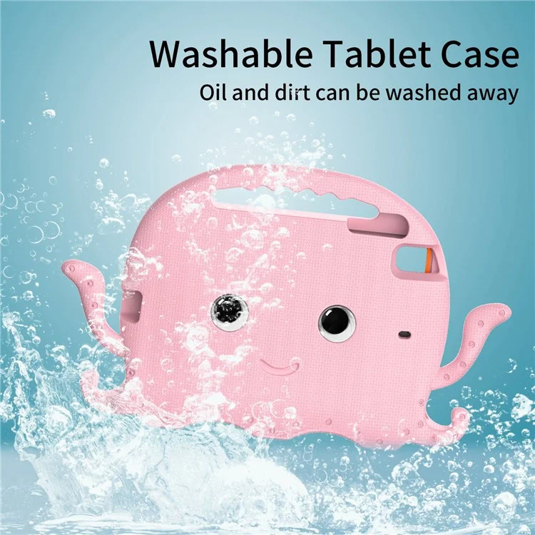 For iPad Mini/Mini 2/mini 3/mini 4/mini (2019) 7.9 inch EVA Tablet Case Cute Cartoon Octopus Protective Cover Pen Slot Design Anti-drop Case with Handle and Shoulder Strap - Pink