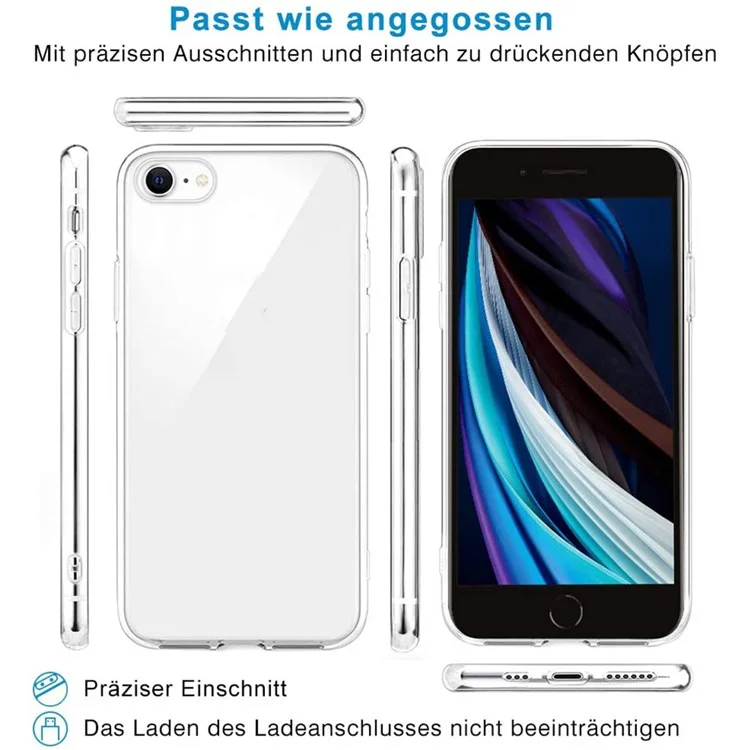Für iPhone 7 / 8 4,7 Zoll / SE (2020) / SE (2022) Kristallklare TPU-Handy-Schutzhülle, Anti-Fingerabdruck, Defender-Schutzhülle