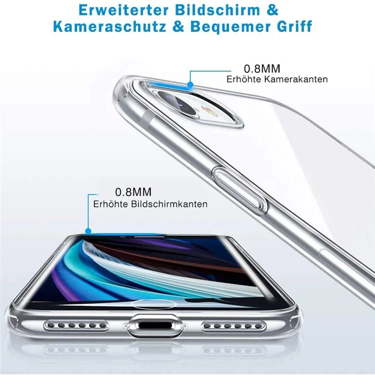 Für iPhone 7 / 8 4,7 Zoll / SE (2020) / SE (2022) Kristallklare TPU-Handy-Schutzhülle, Anti-Fingerabdruck, Defender-Schutzhülle