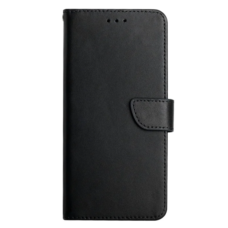 Nappa Texture Genuine Leather Case for iPhone 14 Pro 6.1 inch, Wallet Style Foldable Stand Phone Cover - Black