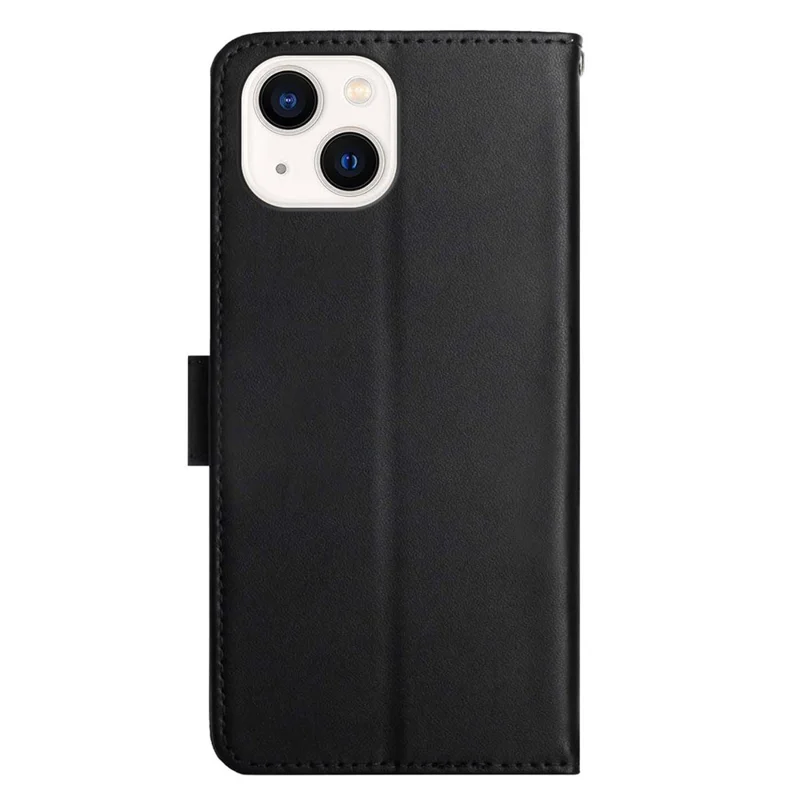 Nappa Texture Phone Case for iPhone 14 6.1 inch, Genuine Leather Wallet Stand Full Protection Cover - Black